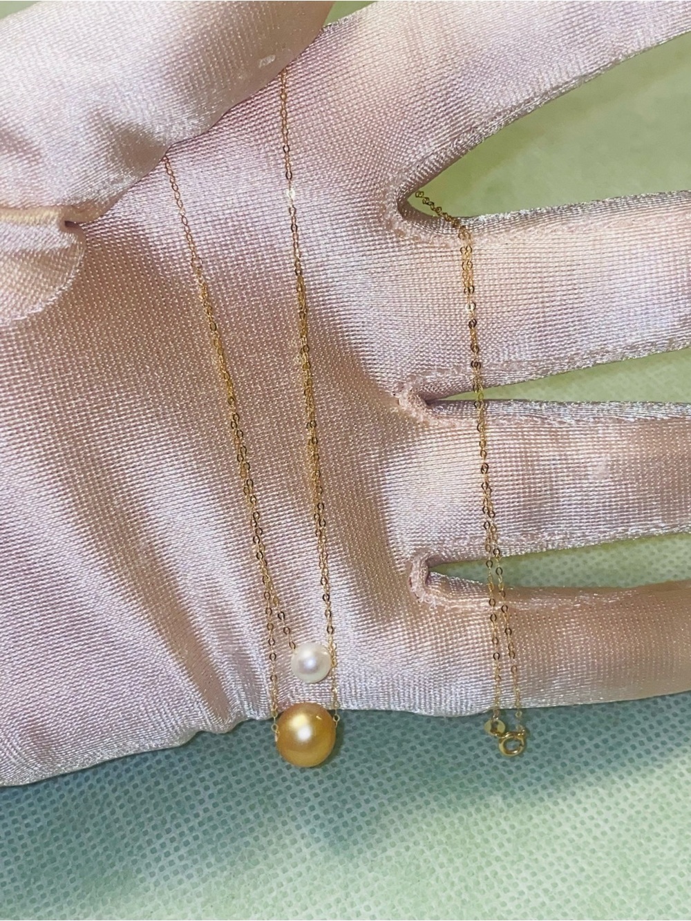 18K Gold Double Pearls Necklace